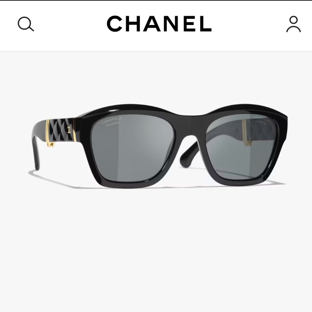 Chanel Black Square Sunglasses with Gold Accents